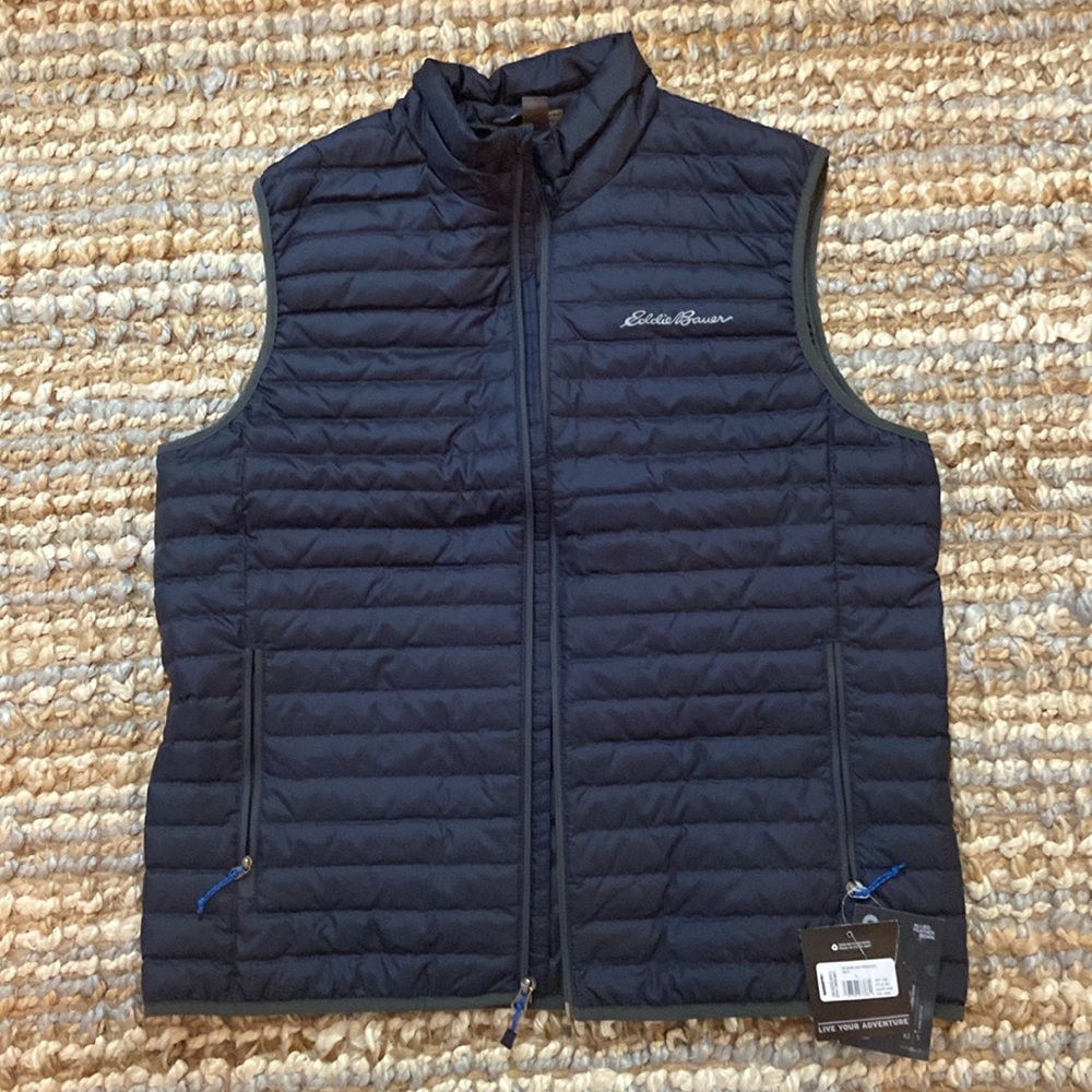 Eddie Bauer Navy Down Vest L NWT